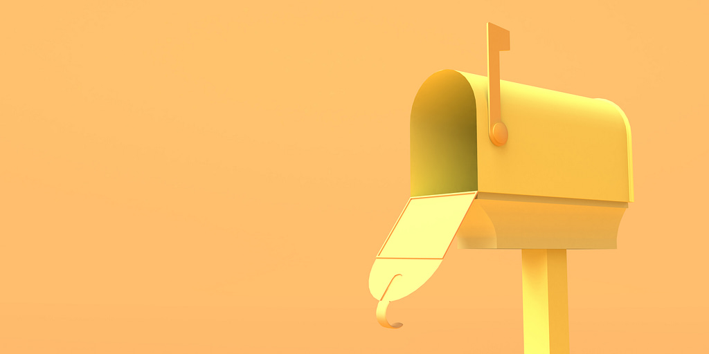 Open Mailbox For Letters On Yellow Background. 3d Illustration.